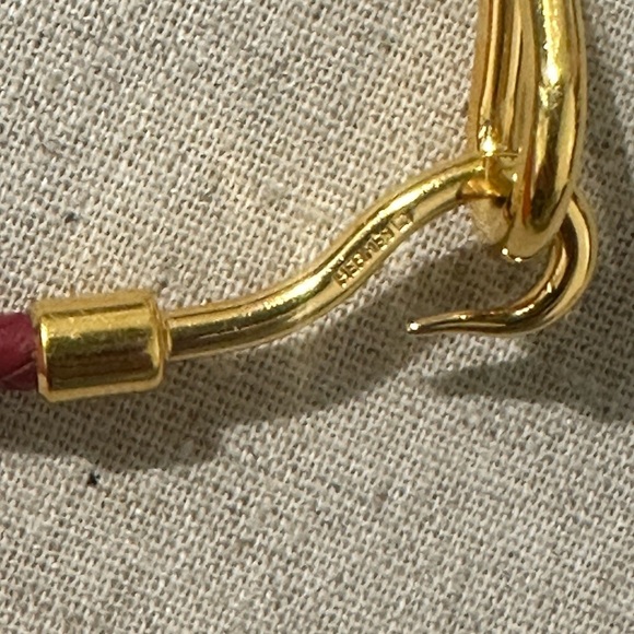 Hermes Hook Red Braided Leather Bracelet - Picture 3 of 5